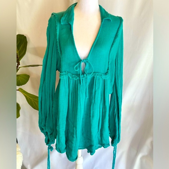Jen's Pirate Booty Tops - CLOSING!!!🪷JENS PIRATE BOOTY🪷GAUZE BALLOON SLEEVE TUNIC🪷🪷🪷